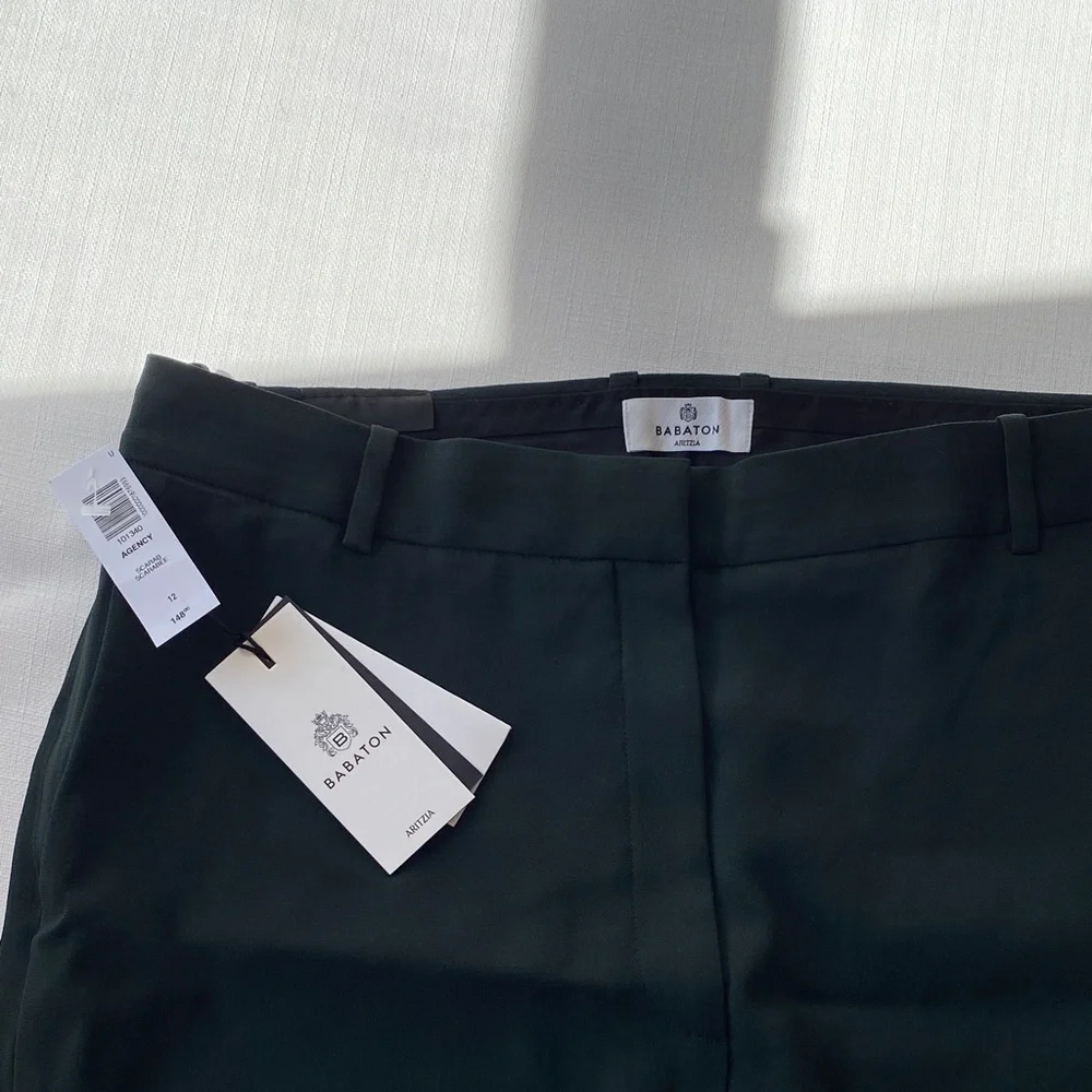 NWT ARITZIA Babaton SCARAB / Dark Green AGENCY PANT Size 12 💚💚 - Picture 2 of 7